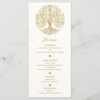 Tree of Life Cream & Gold Celtic Wedding Menu