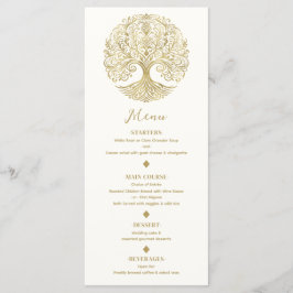 Tree of Life Cream & Gold Celtic Wedding Menu Menükarte