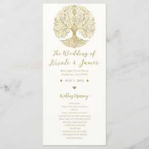 Tree of Life Cream & Gold Celtic Wedding Program Programm