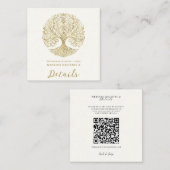 Tree of Life Cream & Gold Celtic Wedding Quadratische Visitenkarte (Vorne/Hinten)