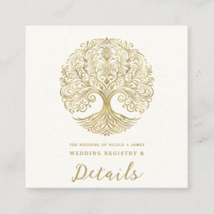 Tree of Life Cream & Gold Celtic Wedding Quadratische Visitenkarte