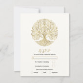 Tree of Life Cream Gold Celtic Wedding RSVP Einladung (Vorderseite)
