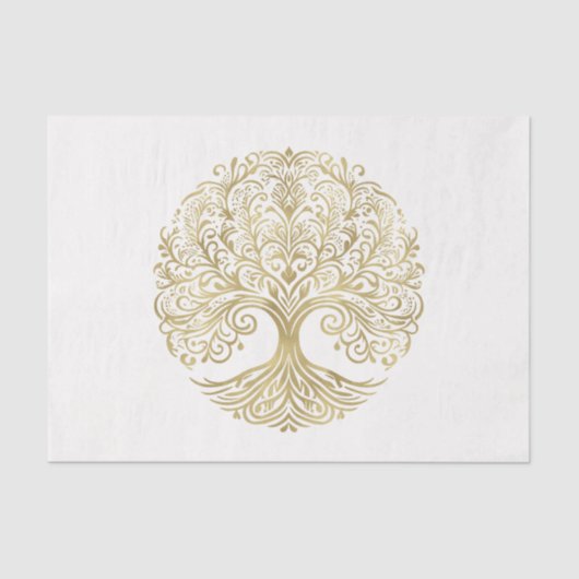 Tree of Life Cream & Gold Celtic Wedding Seidenpapier (Vorderseite)