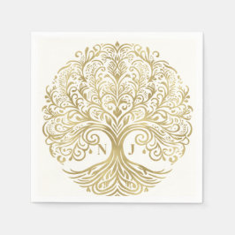 Tree of Life Cream & Gold Celtic Wedding Serviette