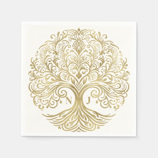 Tree of Life Cream & Gold Celtic Wedding Serviette (Vorderseite)