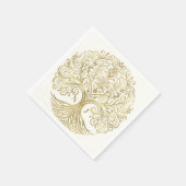 Tree of Life Cream & Gold Celtic Wedding Serviette (Ecke)