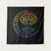 Tree of Life Cresent Moon Phases Mandala Yoga Gift Wandteppich (Vorderseite)