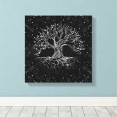 Tree of Life Drawing Black and White Leinwanddruck (Insitu (Holzboden))