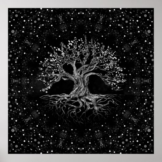 Tree of Life Drawing Black and White Poster (Vorne)