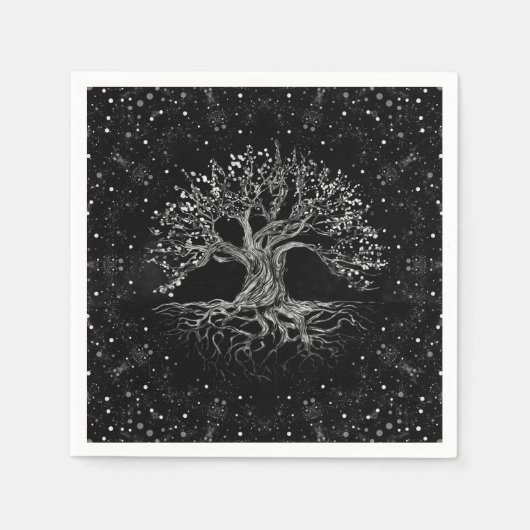Tree of Life Drawing Black and White Serviette (Vorderseite)
