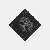 Tree of Life Drawing Black and White Serviette (Ecke)