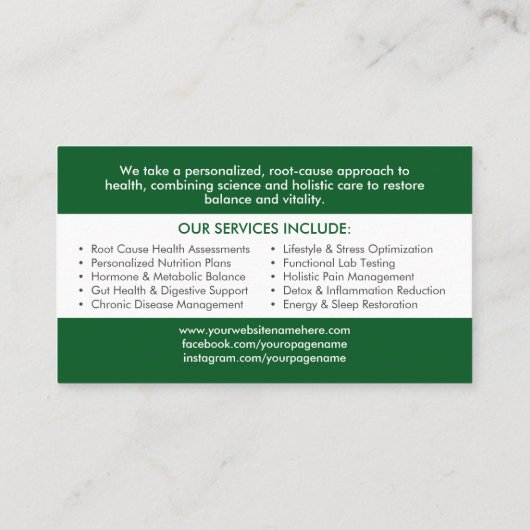 Tree of Life - Functional Medicine Business Card Visitenkarte (Rückseite)