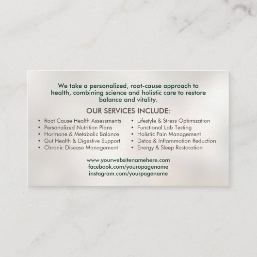 Tree of Life - Functional Medicine Business Card Visitenkarte (Rückseite)