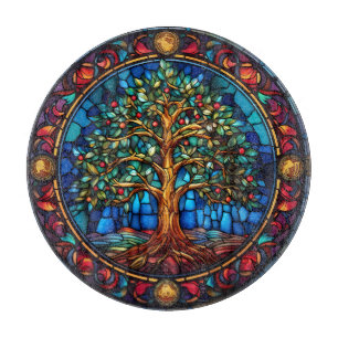 Tree of Life Glass Cutting Board Schneidebrett