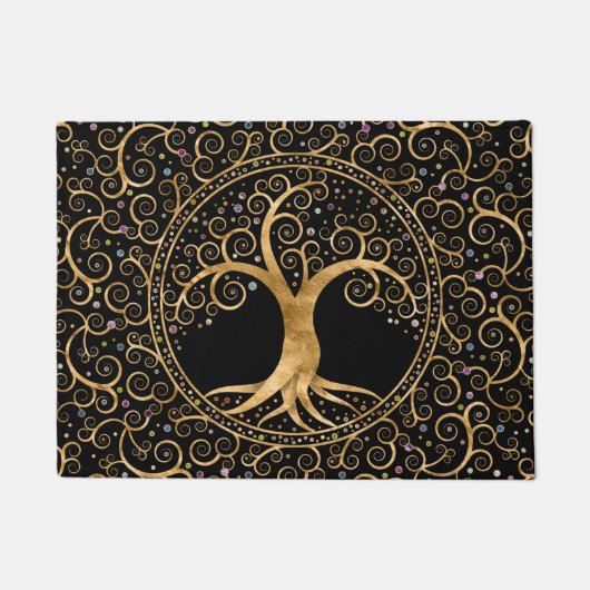 Tree of life Golden Spiral and Gemstones Fußmatte (Vorderseite)