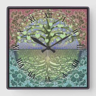 Tree of Life Heart von Amelia Carrie Quadratische Wanduhr