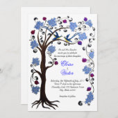 Tree of Life Hochzeit Einladung (v) blau/weiß (Vorne/Hinten)