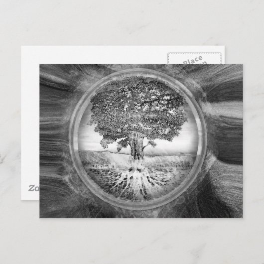 Tree of Life Hope Black White Postkarte (Vorne/Hinten)