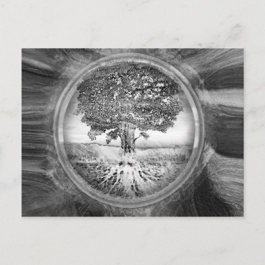 Tree of Life Hope Black White Postkarte (Vorderseite)