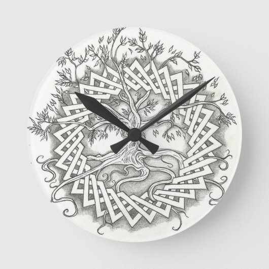 Tree of Life in Celtic Design Runde Wanduhr (Vorderseite)