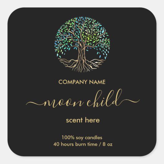 Tree of Life Intension Celestial Jar Label Quadratischer Aufkleber (Vorderseite)