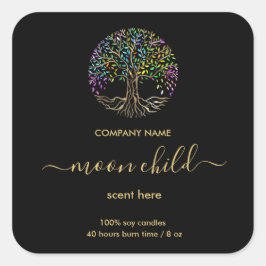 Tree of Life Intension Celestial Jar Label Quadratischer Aufkleber