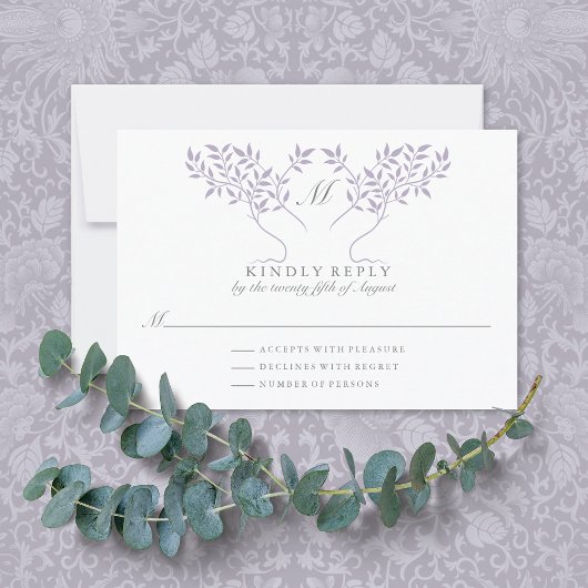 Tree of Life Lilac Blätter Wedding RSVP Card Karte