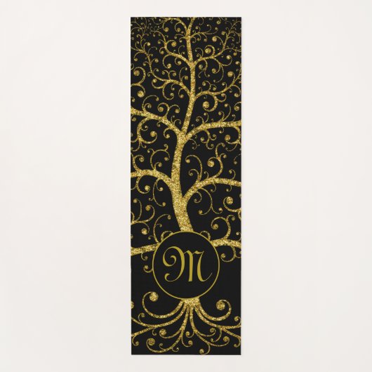 Tree of Life Luxury Monogram Gold Black Yogamatte (Vorderseite)