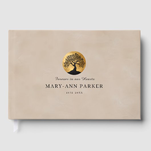 Tree of Life!  Memorial Beige Custom Gästebuch (Vorderseite)