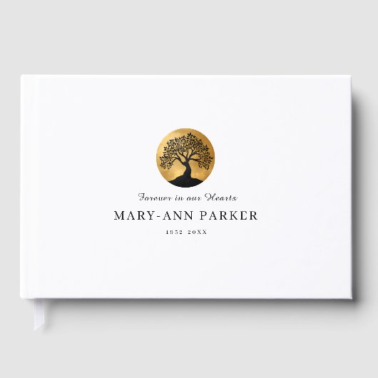 Tree of Life!  Memorial White Custom Gästebuch (Vorderseite)