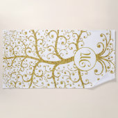 Tree of Life Monogram Gold Luxury Modern Strandtuch (Vorderseite)