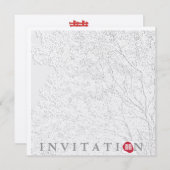 Tree of Life/Oriental Double Happiness Wedding Einladung (Vorne/Hinten)