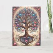 Tree of Life Pastel Hearts Valentine's Day Karte (Vorderseite)
