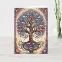 Tree of Life Pastel Hearts Valentine's Day Karte