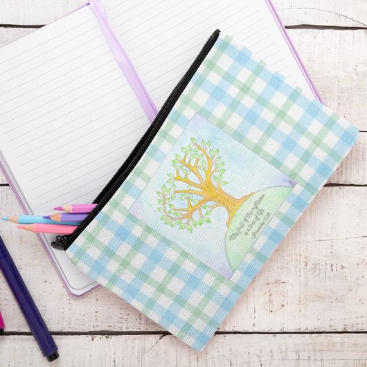 Tree of Life Plaid Zubehörtasche