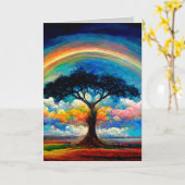 Tree of Life Rainbow Happiness Greeting/Note Card Karte (Gelbe Blume)