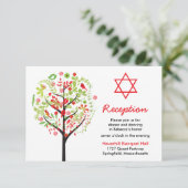 Tree of Life Red Green Bat Mitzvah Empfang Card Begleitkarte (Stehend Vorderseite)
