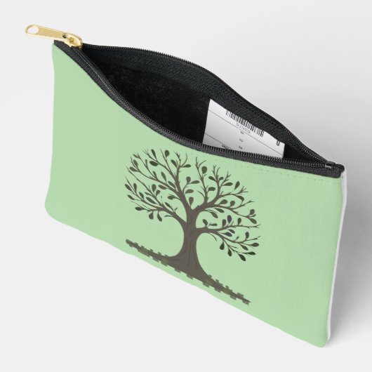 🌳 Tree of Life Requory Pouch - Green & White Zubehörtasche (Offen)