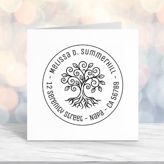 Tree of Life Round Address Permastempel