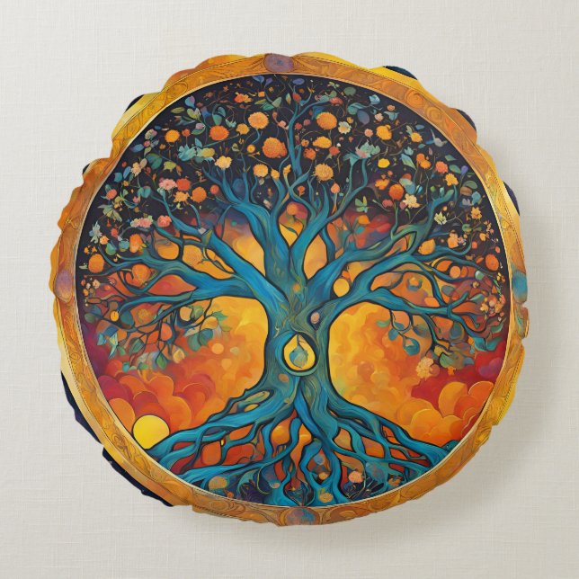 Tree of Life Round Kissen (Vorderseite)
