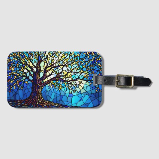 Tree of Life Shattered Glass Mosaic Gepäckanhänger (Vorderseite (Horizontal))