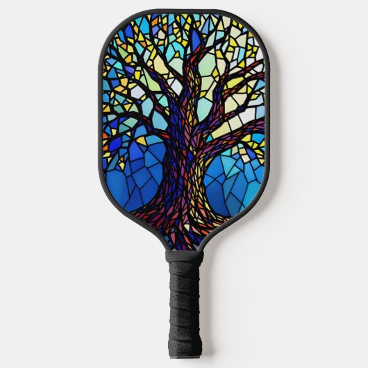 Tree of Life Shattered Glass Mosaic Pickleball Schläger (Vorderseite)