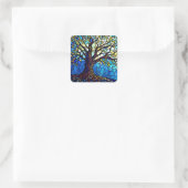 Tree of Life Shattered Glass Mosaic Quadratischer Aufkleber (Tasche)