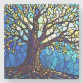 Tree of Life Shattered Glass Mosaic Steinuntersetzer (Vorderseite)