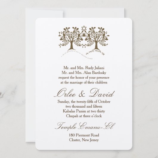 Tree of Life + Star of David Einladung (Vorderseite)