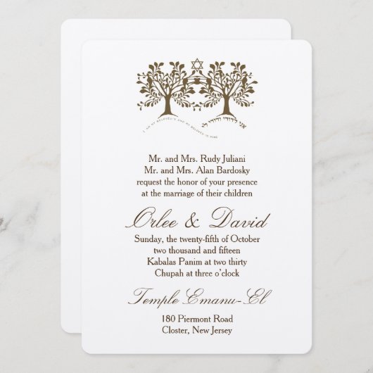 Tree of Life + Star of David Einladung (Vorne/Hinten)