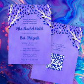 Tree of Life Stars Custom Bat Bar Mitzvah QR Code Einladung