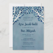 Tree of Life Stars Custom Bat Bar Mitzvah QR Code Einladung (Vorderseite)