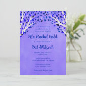 Tree of Life Stars Custom Bat Bar Mitzvah QR Code Einladung (Stehend Vorderseite)