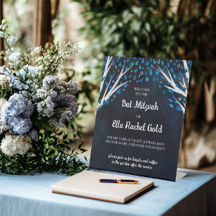 Tree of Life Stars Custom Bat Bar Mitzvah Sign Sockelschild